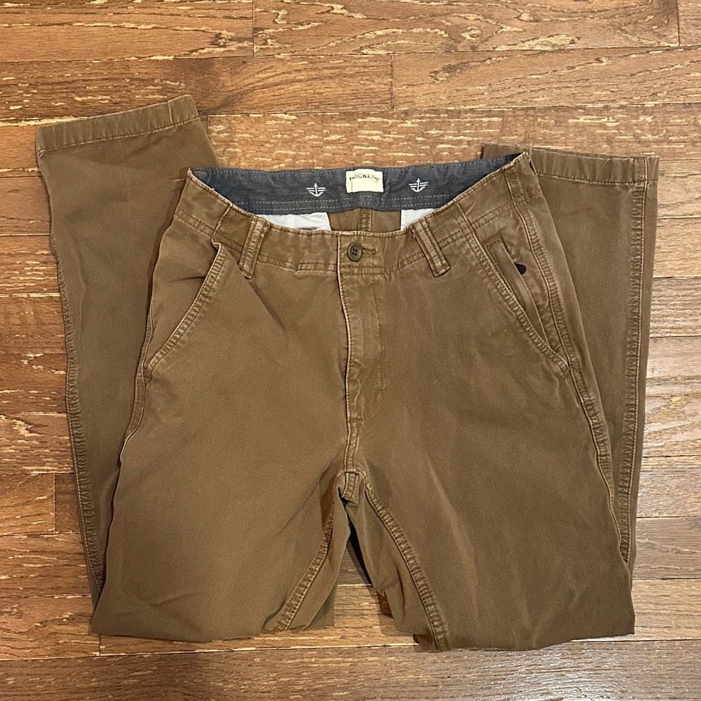 Dockers Men's Dark Brown Cotton Khaki Pants Waist 29, Length 30